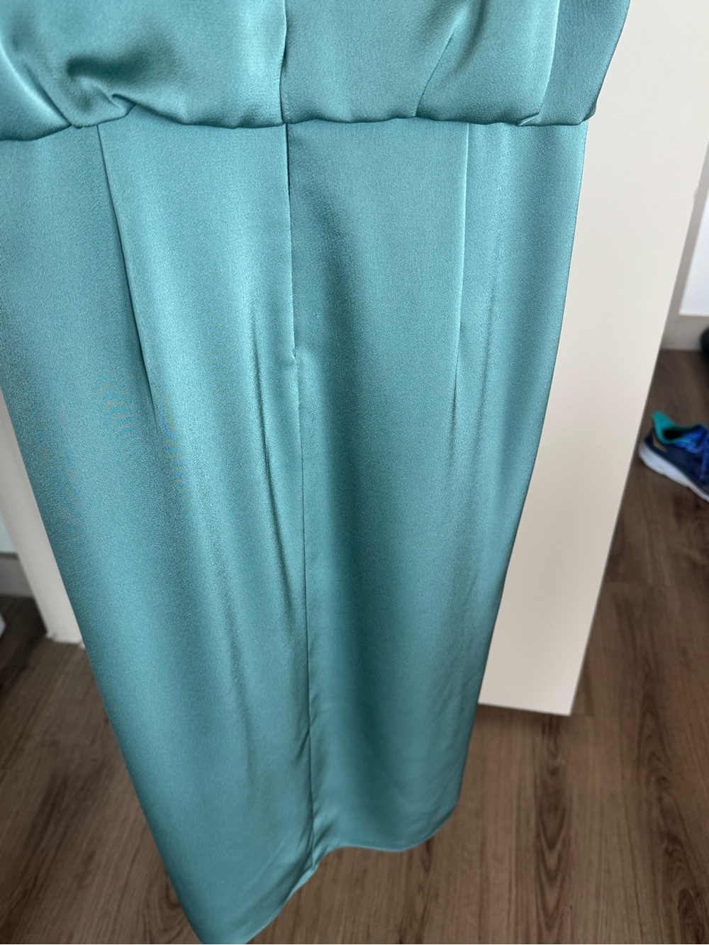 Adrianna Papell Teal Satin High-Low Dress